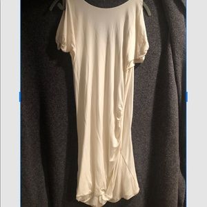 Cream Knee length draped dress